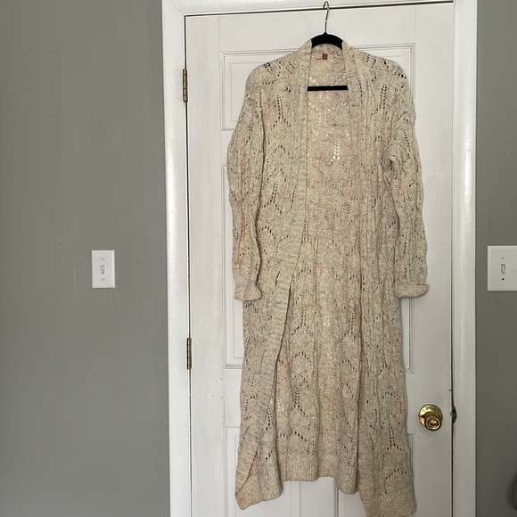 Anthropologie Pilcro Long Pointelle Knit Cardigan Duster - Picture 4 of 8